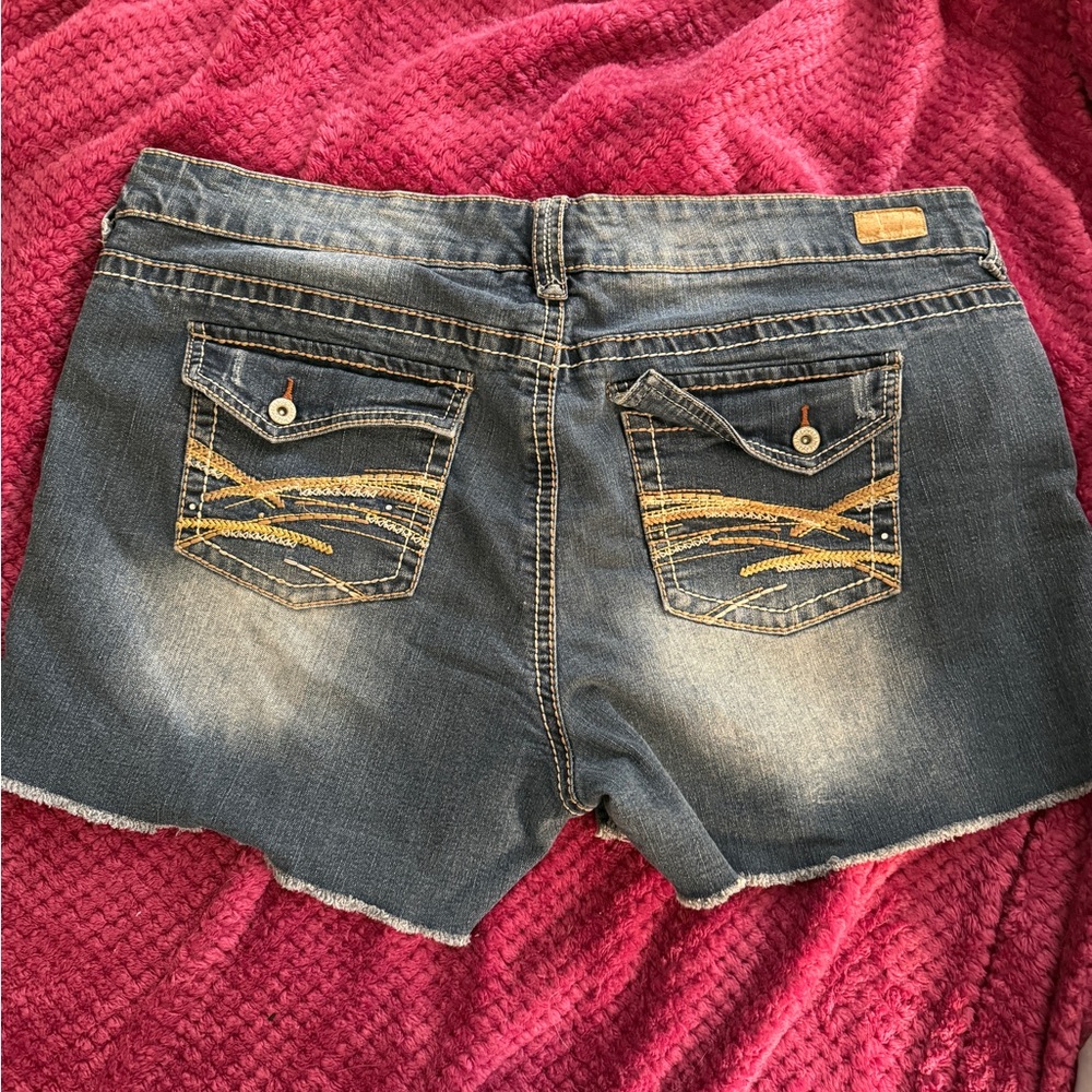 Reign Blue Jean Shorts with Gold Details